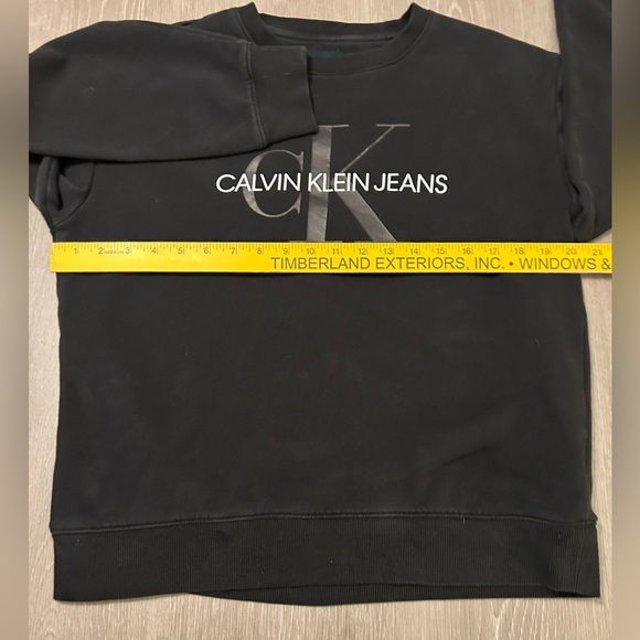 Women's Vintage 90's Calvin Klein Jeans Big Logo Black Sweatshirt Medium Crew - Picture 9 of 9